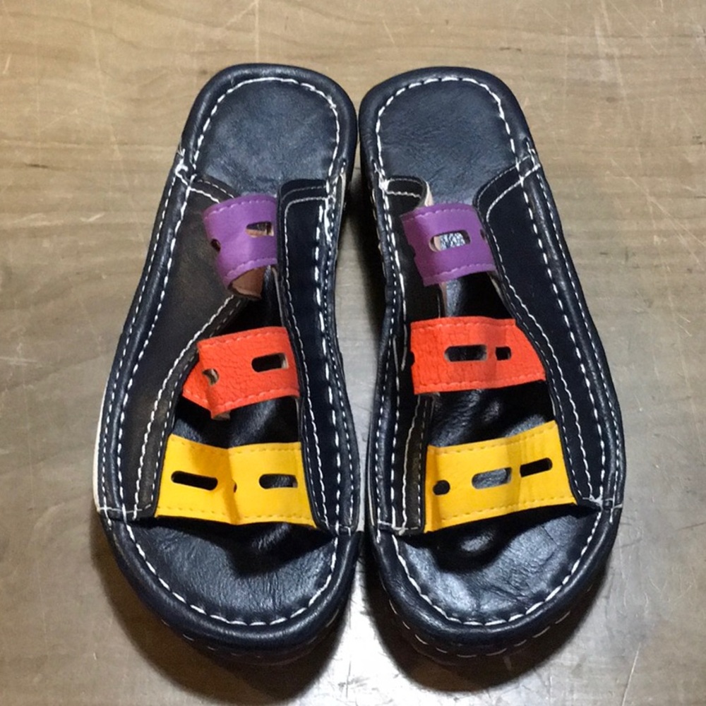 Multi-Colored Leather Sandals - image 1